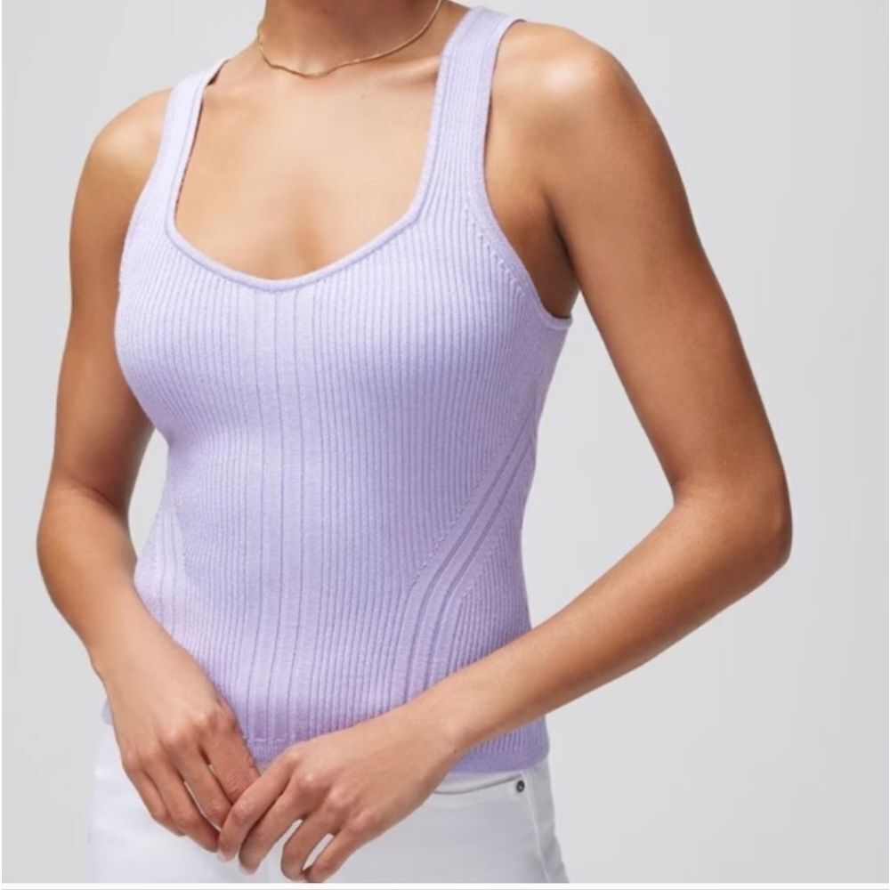 White House Black Markey Lavender Ribbed Tank Top Size Small